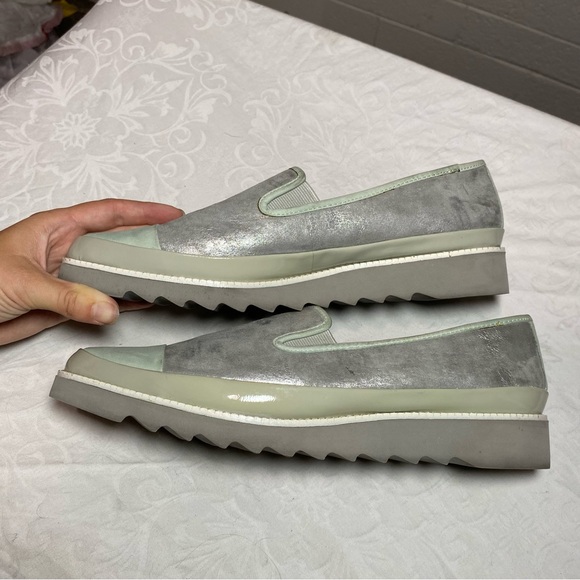 Donald J. Pliner Belize RZ Metallic Silver & Blue Suede Leather Loafers Slip On - Picture 6 of 11